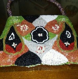 Abstract Design Beaded Bag